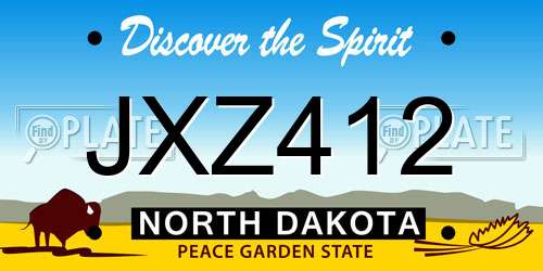 JXZ412 North Dakota License Plate