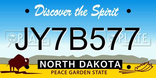 JY7B577 North Dakota License Plate
