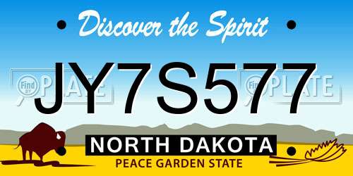 JY7S577 North Dakota License Plate