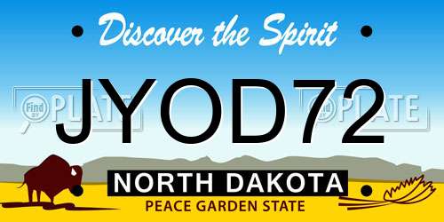 JYOD72 North Dakota License Plate