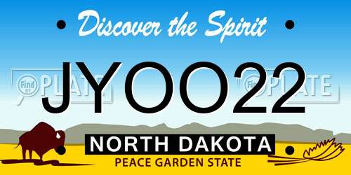 JYOO22 North Dakota License Plate