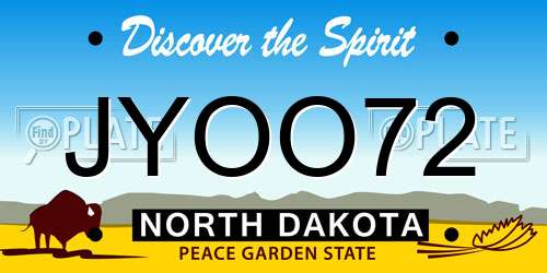 JYOO72 North Dakota License Plate