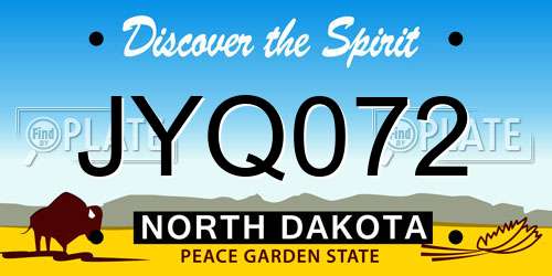 JYQ072 North Dakota License Plate