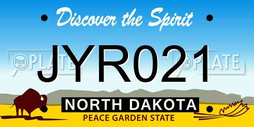 JYR021 North Dakota License Plate