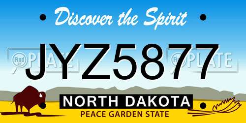 JYZ5877 North Dakota License Plate