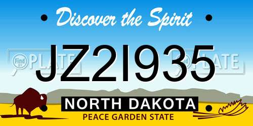 JZ2I935 North Dakota License Plate