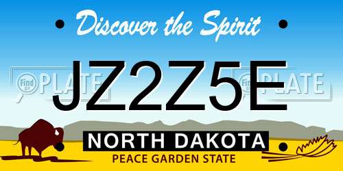 JZ2Z5E North Dakota License Plate