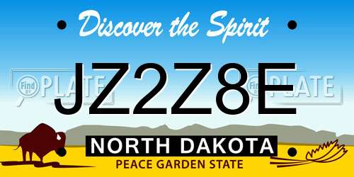 JZ2Z8E North Dakota License Plate