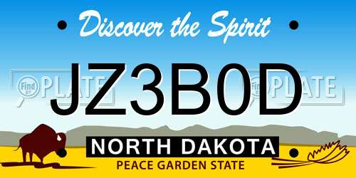 JZ3B0D North Dakota License Plate
