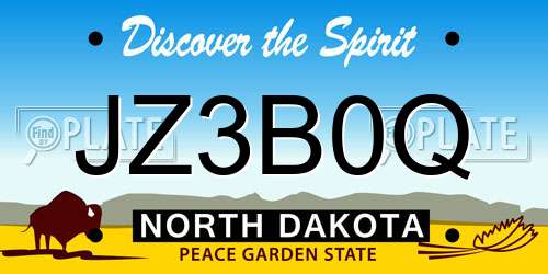 JZ3B0Q North Dakota License Plate
