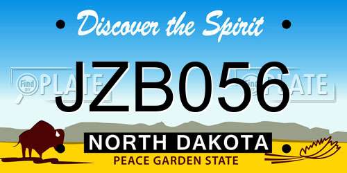 JZB056 North Dakota License Plate