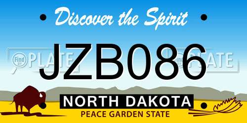 JZB086 North Dakota License Plate