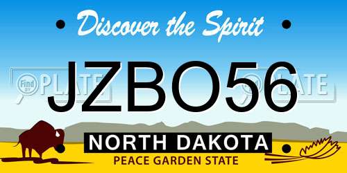 JZBO56 North Dakota License Plate