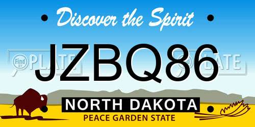 JZBQ86 North Dakota License Plate