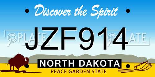 JZF914 North Dakota License Plate