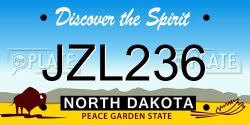 JZL236 North Dakota License Plate
