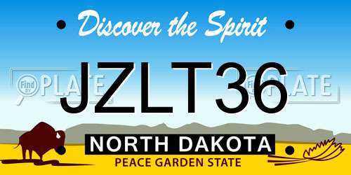 JZLT36 North Dakota License Plate
