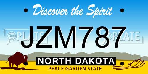 JZM787 North Dakota License Plate