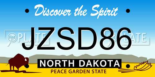 JZSD86 North Dakota License Plate