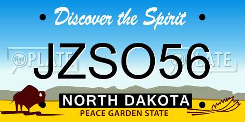 JZSO56 North Dakota License Plate