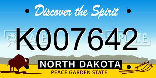 K007642 North Dakota License Plate