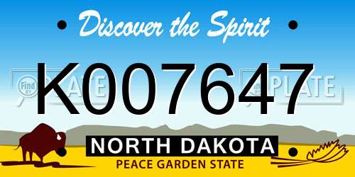 K007647 North Dakota License Plate