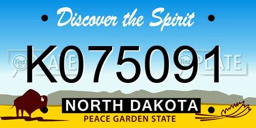 K075091 North Dakota License Plate