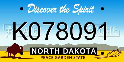 K078091 North Dakota License Plate