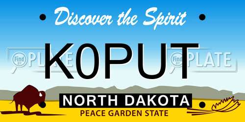 K0PUT North Dakota License Plate