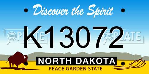 K13072 North Dakota License Plate