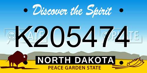 K205474 North Dakota License Plate