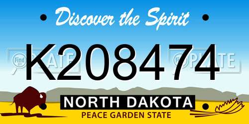 K208474 North Dakota License Plate