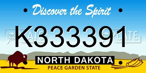 K333391 North Dakota License Plate