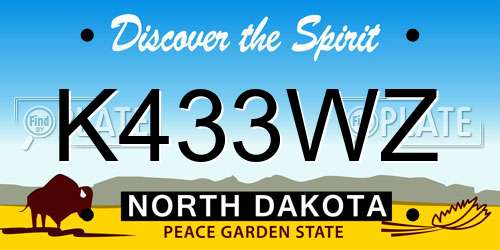 K433WZ North Dakota License Plate