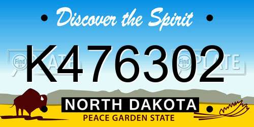 K476302 North Dakota License Plate