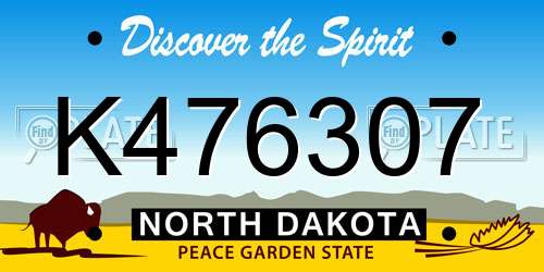 K476307 North Dakota License Plate