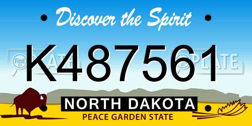 K487561 North Dakota License Plate