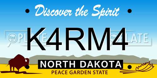 K4RM4 North Dakota License Plate
