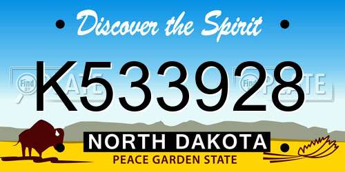 K533928 North Dakota License Plate