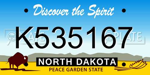 K535167 North Dakota License Plate