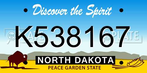 K538167 North Dakota License Plate
