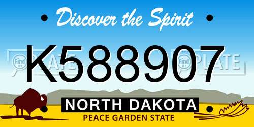 K588907 North Dakota License Plate