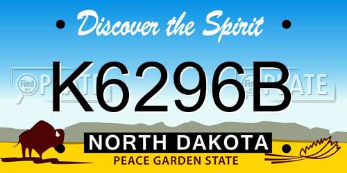 K6296B North Dakota License Plate