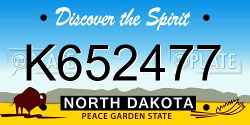 K652477 North Dakota License Plate