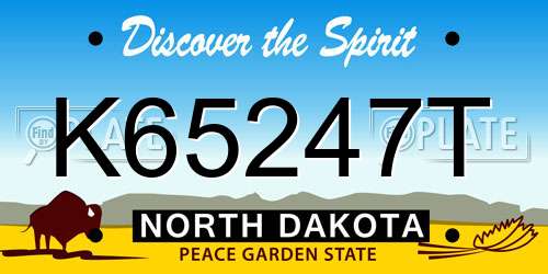 K65247T North Dakota License Plate