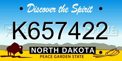 K657422 North Dakota License Plate