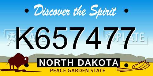 K657477 North Dakota License Plate