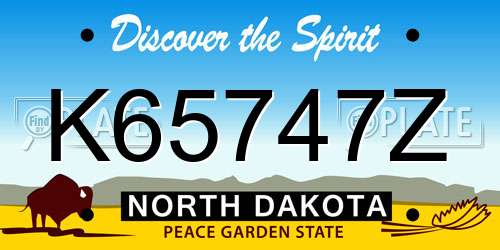 K65747Z North Dakota License Plate