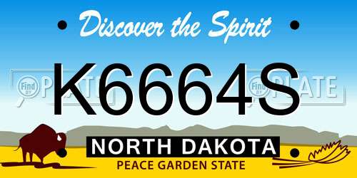 K6664S North Dakota License Plate