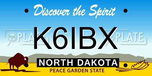 K6IBX North Dakota License Plate